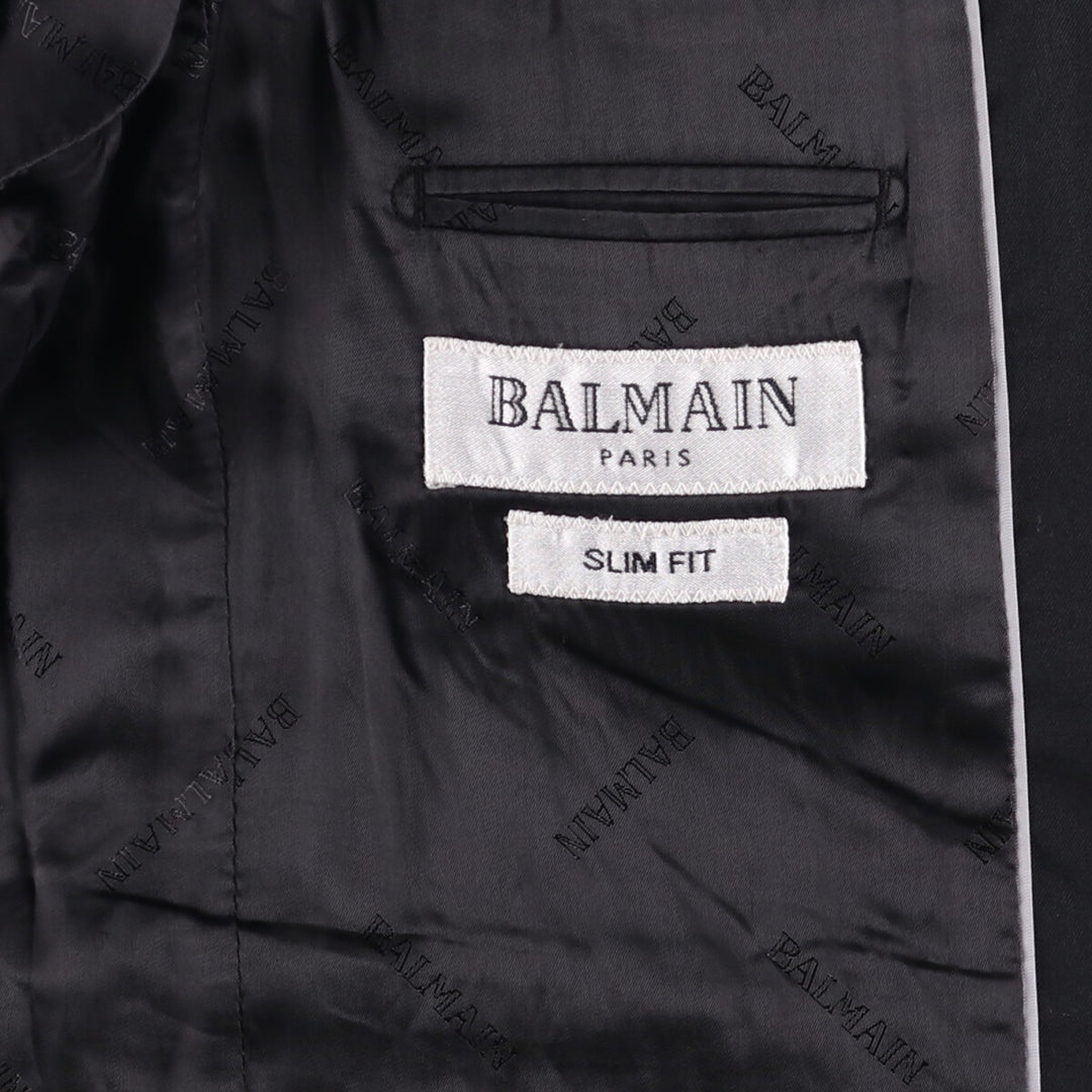 Balmain Slim Fit Wool Tailored Jacket, Men's Size M wool black type Vintage Second Hand