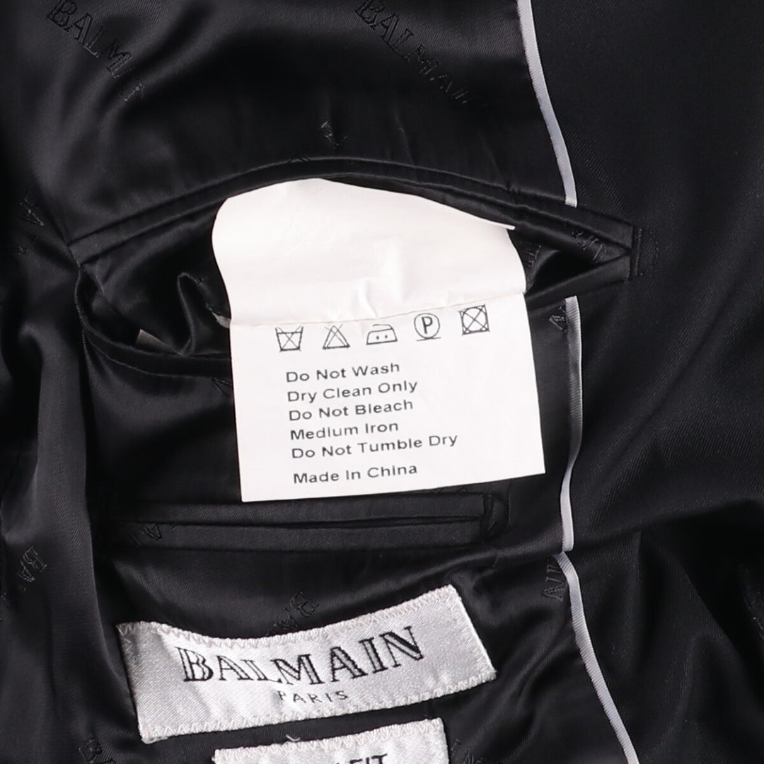 Balmain Slim Fit Wool Tailored Jacket, Men's Size M wool black type Vintage Second Hand