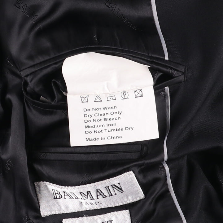 Balmain Slim Fit Wool Tailored Jacket, Men's Size M wool black type Vintage Second Hand
