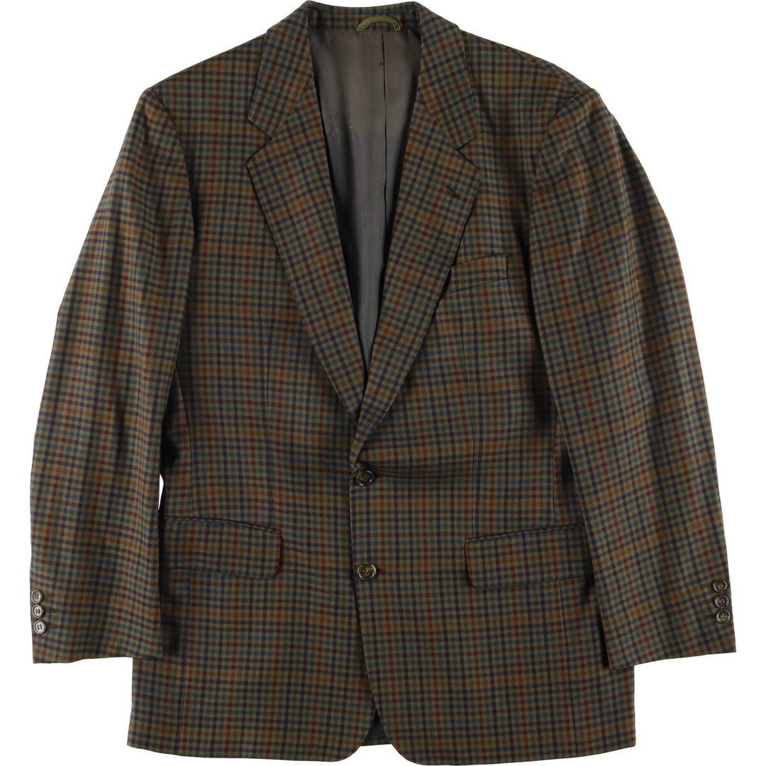Burberry's Check Pattern Wool Tailored Jacket, Men's Size Medium wool Khaki type Vintage Second Hand