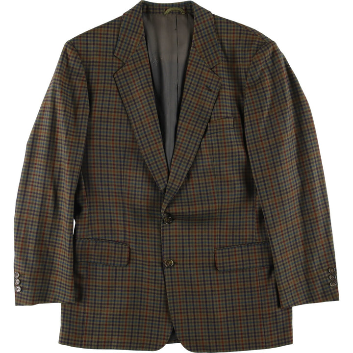 Burberry's Check Pattern Wool Tailored Jacket, Men's Size Medium wool Khaki type Vintage Second Hand