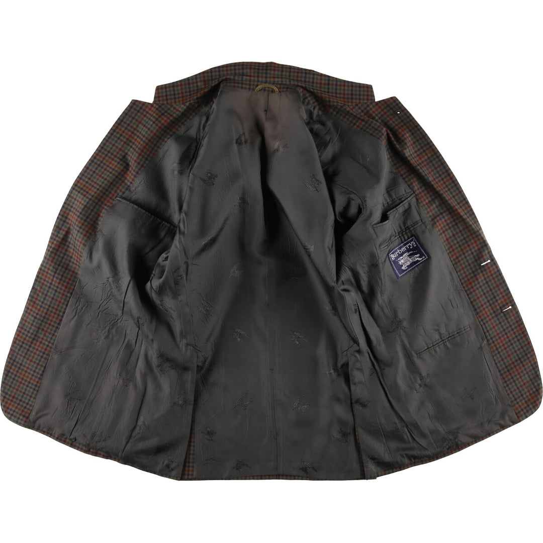 Burberry's Check Pattern Wool Tailored Jacket, Men's Size Medium wool Khaki type Vintage Second Hand