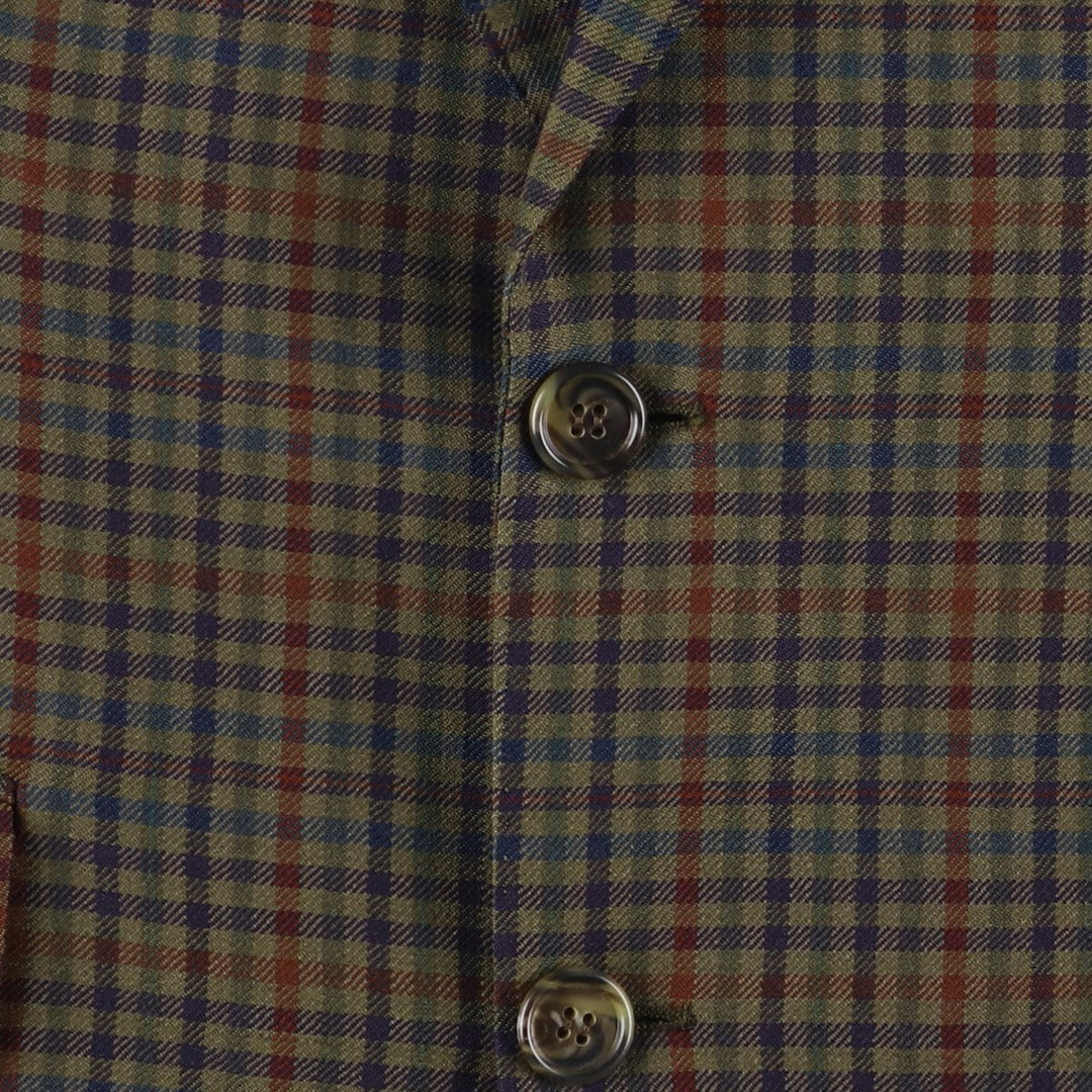 Burberry's Check Pattern Wool Tailored Jacket, Men's Size Medium wool Khaki type Vintage Second Hand