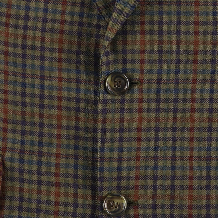 Burberry's Check Pattern Wool Tailored Jacket, Men's Size Medium wool Khaki type Vintage Second Hand