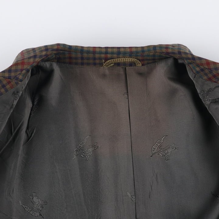 Burberry's Check Pattern Wool Tailored Jacket, Men's Size Medium wool Khaki type Vintage Second Hand