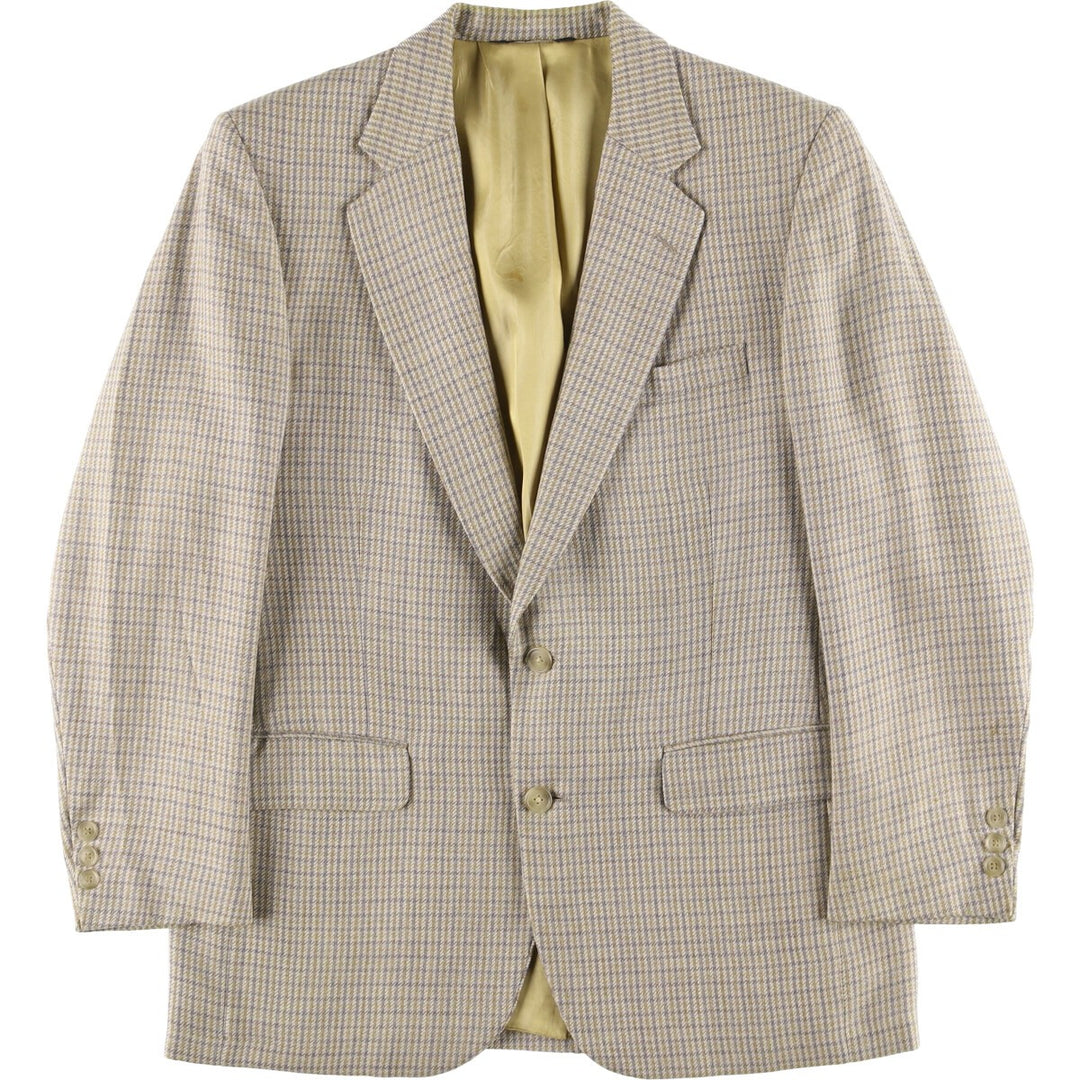 Burberry's Check Pattern Wool Tailored Jacket, Made in USA, Men's Size Medium wool Beige type Vintage Second Hand
