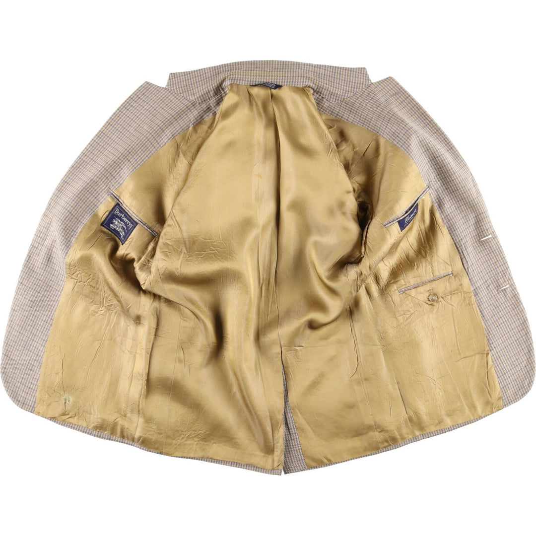 Burberry's Check Pattern Wool Tailored Jacket, Made in USA, Men's Size Medium wool Beige type Vintage Second Hand