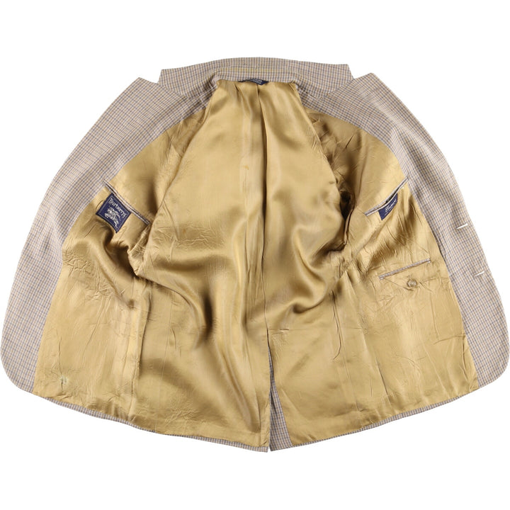 Burberry's Check Pattern Wool Tailored Jacket, Made in USA, Men's Size Medium wool Beige type Vintage Second Hand