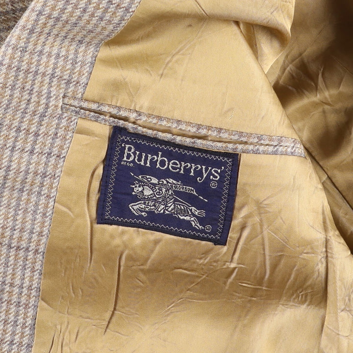 Burberry's Check Pattern Wool Tailored Jacket, Made in USA, Men's Size Medium wool Beige type Vintage Second Hand