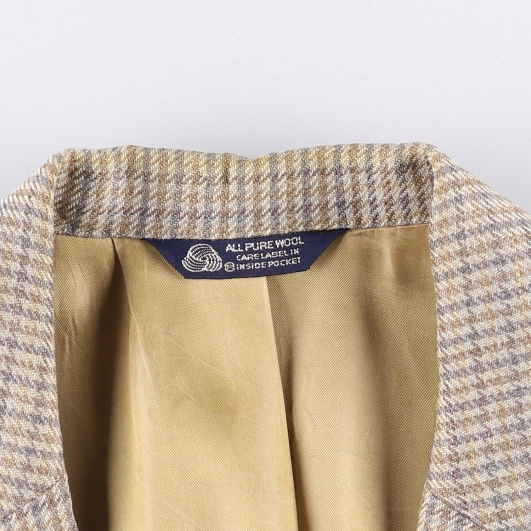 Burberry's Check Pattern Wool Tailored Jacket, Made in USA, Men's Size Medium wool Beige type Vintage Second Hand