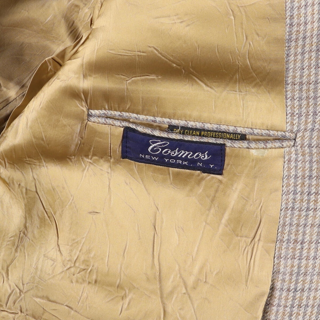 Burberry's Check Pattern Wool Tailored Jacket, Made in USA, Men's Size Medium wool Beige type Vintage Second Hand