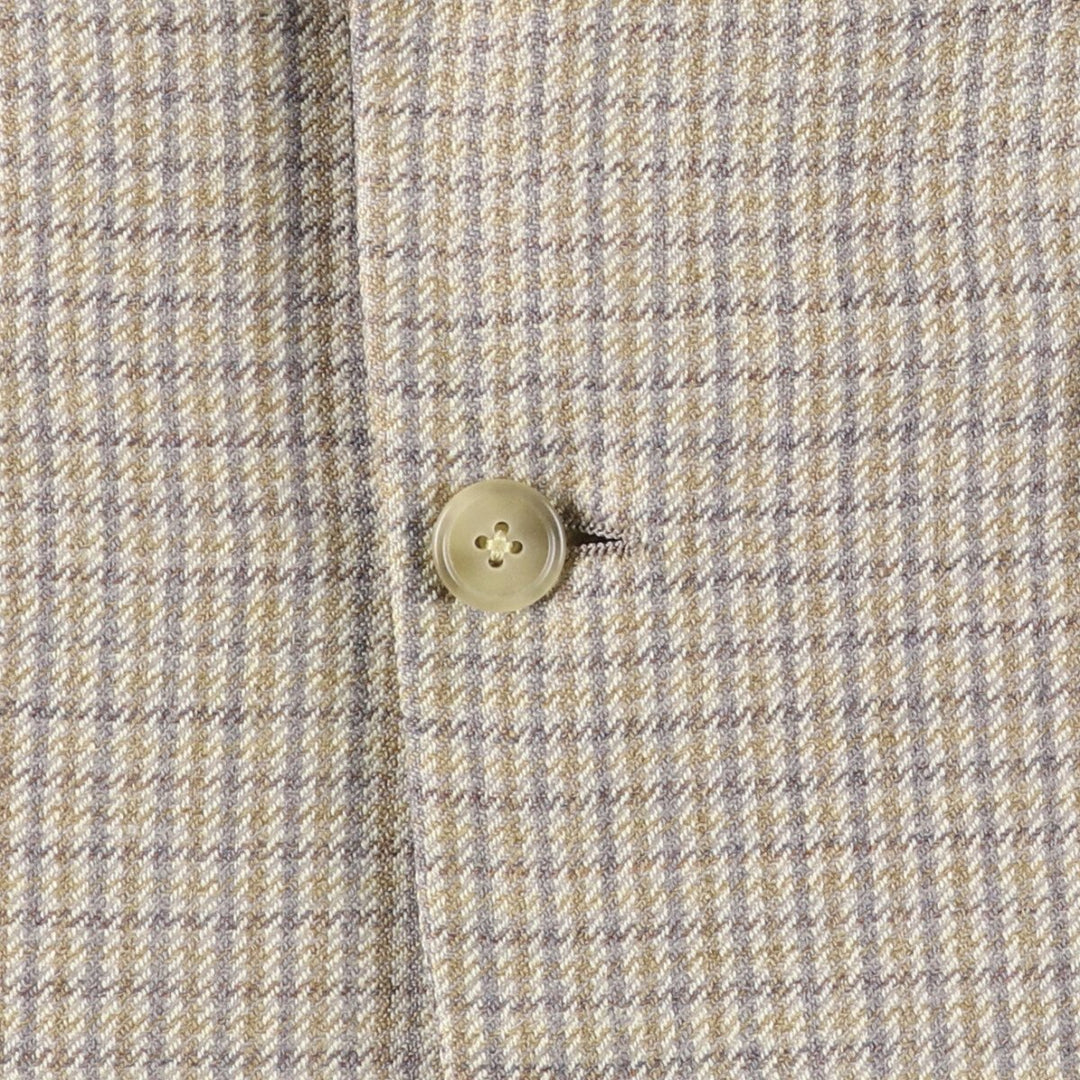 Burberry's Check Pattern Wool Tailored Jacket, Made in USA, Men's Size Medium wool Beige type Vintage Second Hand
