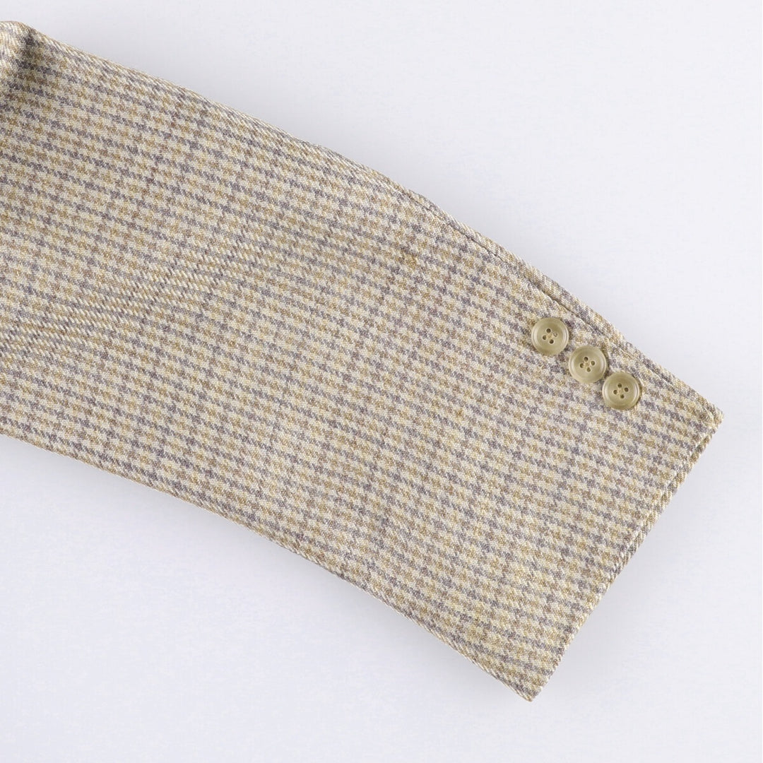 Burberry's Check Pattern Wool Tailored Jacket, Made in USA, Men's Size Medium wool Beige type Vintage Second Hand