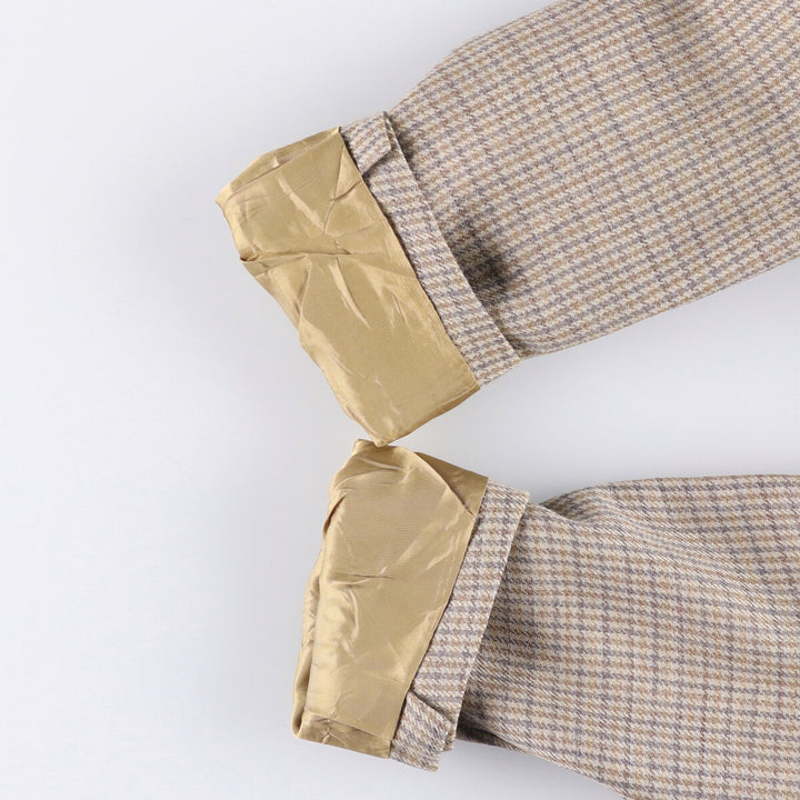 Burberry's Check Pattern Wool Tailored Jacket, Made in USA, Men's Size Medium wool Beige type Vintage Second Hand