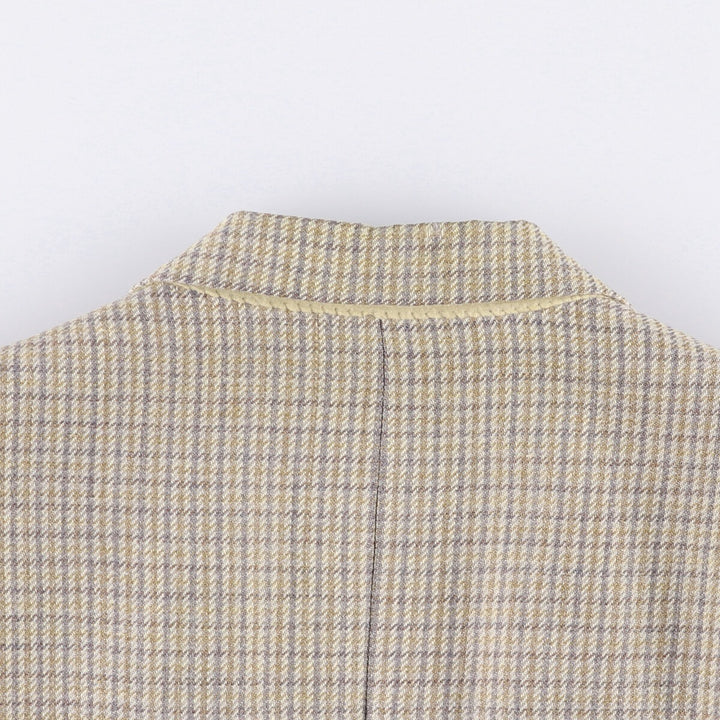 Burberry's Check Pattern Wool Tailored Jacket, Made in USA, Men's Size Medium wool Beige type Vintage Second Hand
