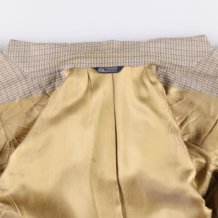 Burberry's Check Pattern Wool Tailored Jacket, Made in USA, Men's Size Medium wool Beige type Vintage Second Hand
