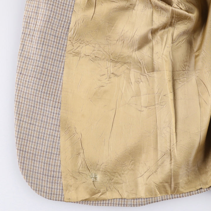 Burberry's Check Pattern Wool Tailored Jacket, Made in USA, Men's Size Medium wool Beige type Vintage Second Hand