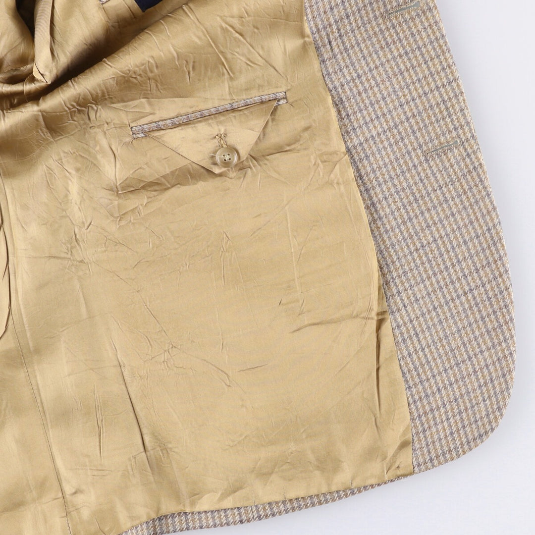 Burberry's Check Pattern Wool Tailored Jacket, Made in USA, Men's Size Medium wool Beige type Vintage Second Hand