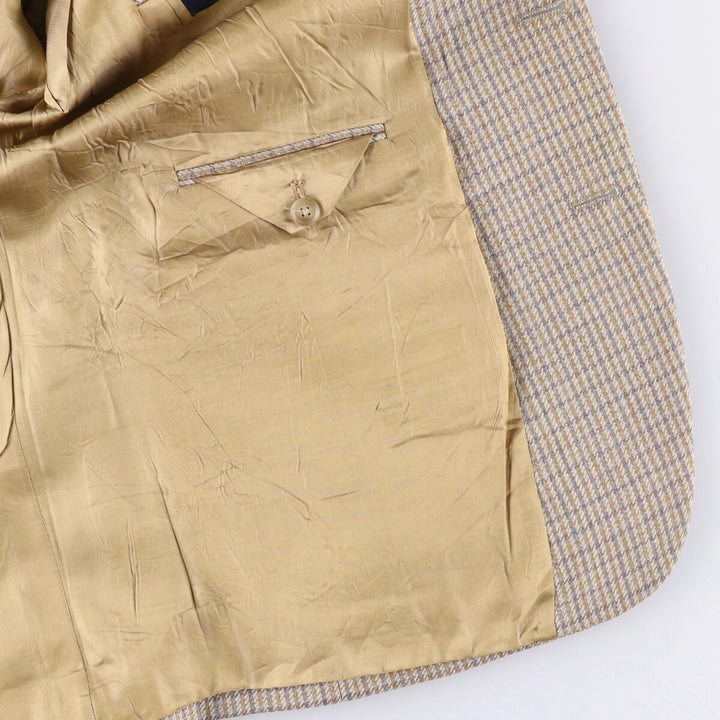 Burberry's Check Pattern Wool Tailored Jacket, Made in USA, Men's Size Medium wool Beige type Vintage Second Hand