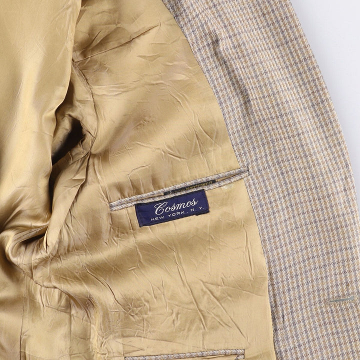 Burberry's Check Pattern Wool Tailored Jacket, Made in USA, Men's Size Medium wool Beige type Vintage Second Hand