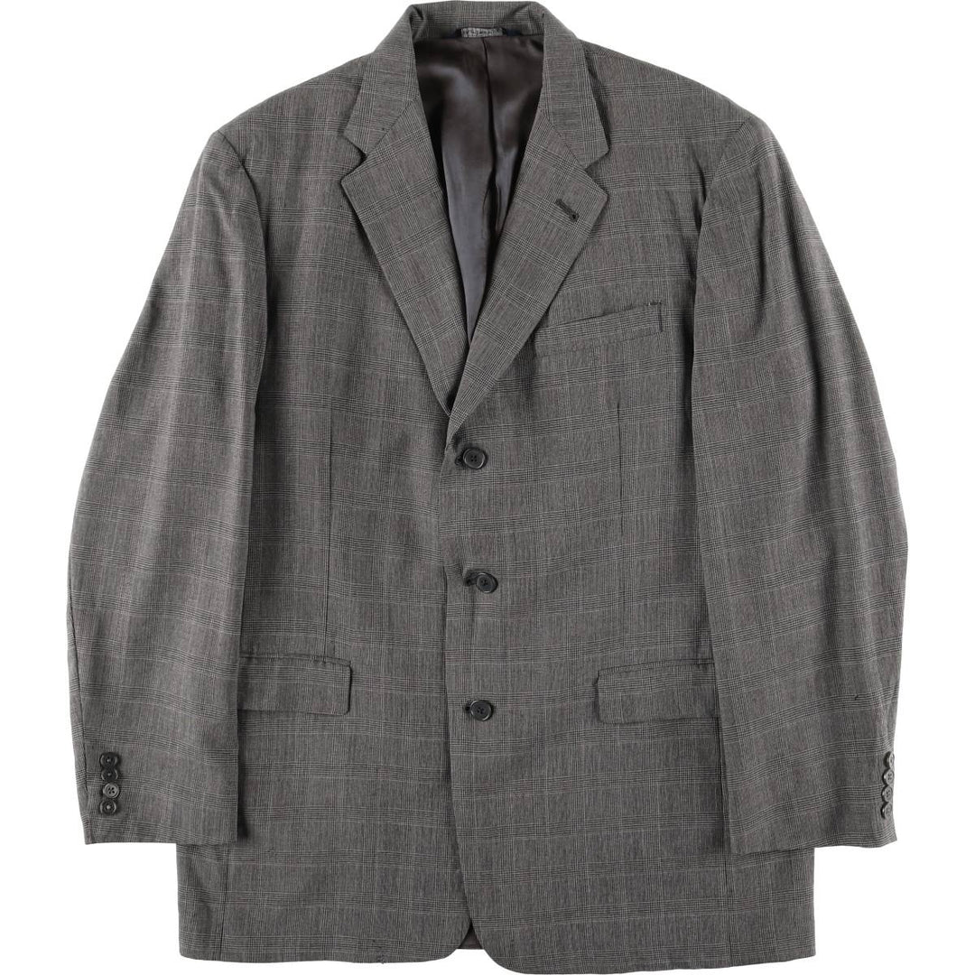 Burberry's Glen Plaid Wool Tailored Jacket, Made in USA, Men's Size L wool gray type Vintage Second Hand