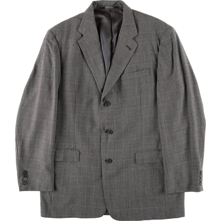 Burberry's Glen Plaid Wool Tailored Jacket, Made in USA, Men's Size L wool gray type Vintage Second Hand