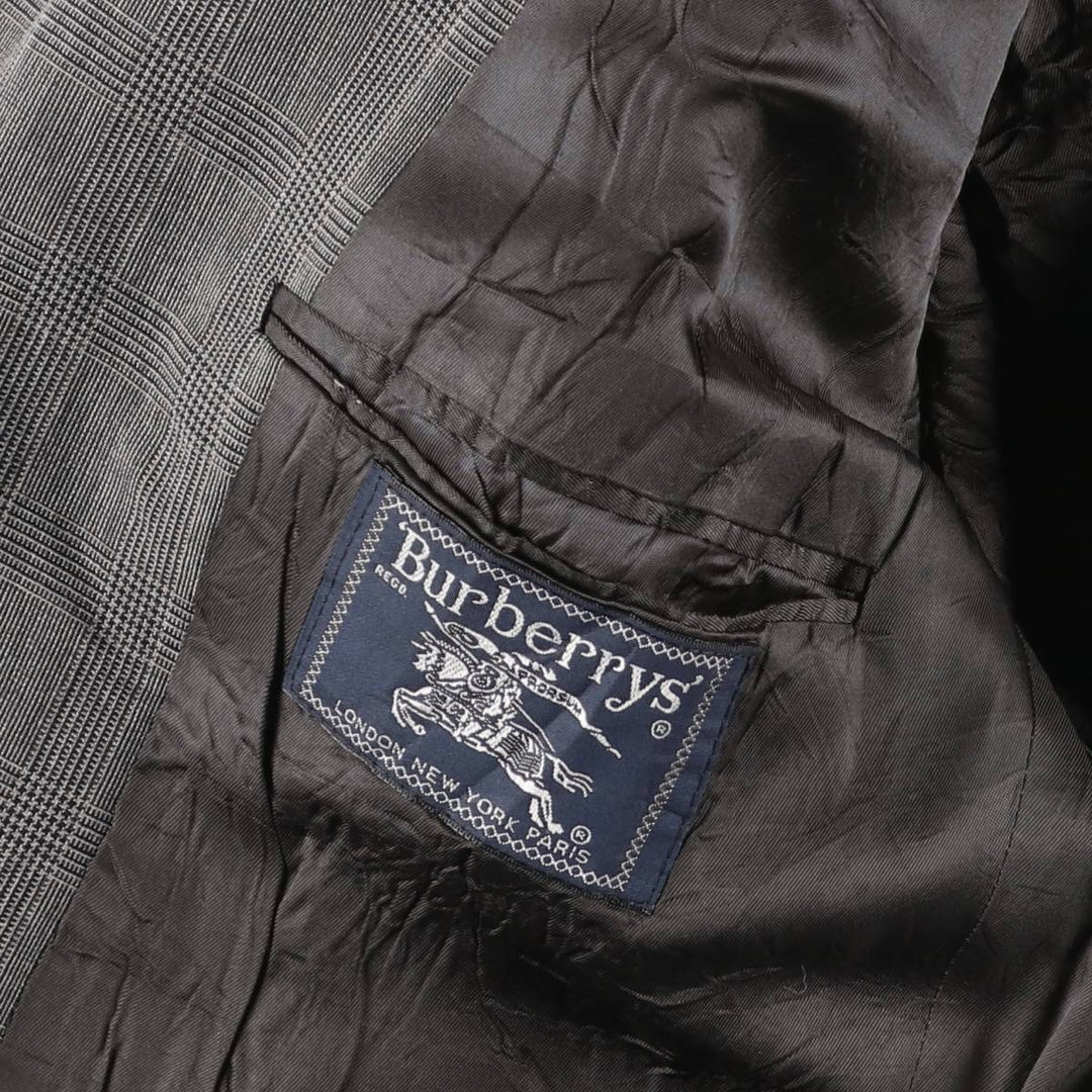 Burberry's Glen Plaid Wool Tailored Jacket, Made in USA, Men's Size L wool gray type Vintage Second Hand