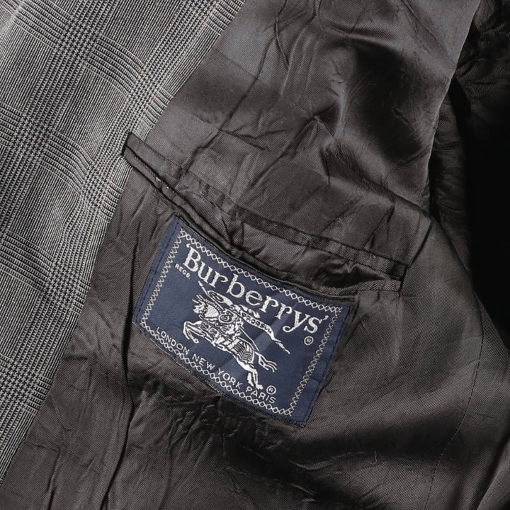 Burberry's Glen Plaid Wool Tailored Jacket, Made in USA, Men's Size L wool gray type Vintage Second Hand