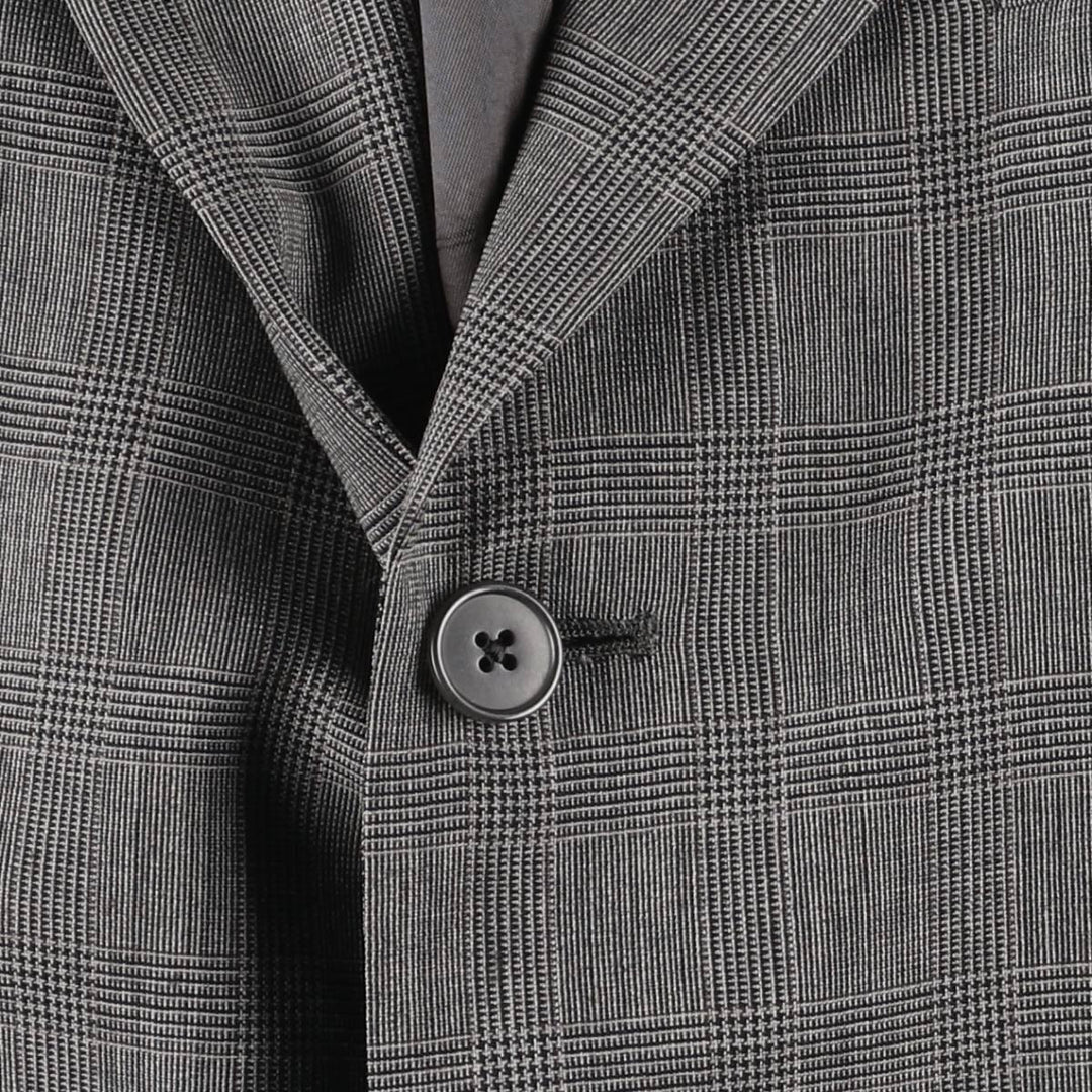 Burberry's Glen Plaid Wool Tailored Jacket, Made in USA, Men's Size L wool gray type Vintage Second Hand