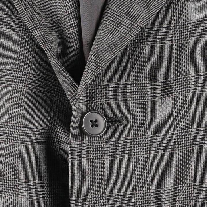 Burberry's Glen Plaid Wool Tailored Jacket, Made in USA, Men's Size L wool gray type Vintage Second Hand