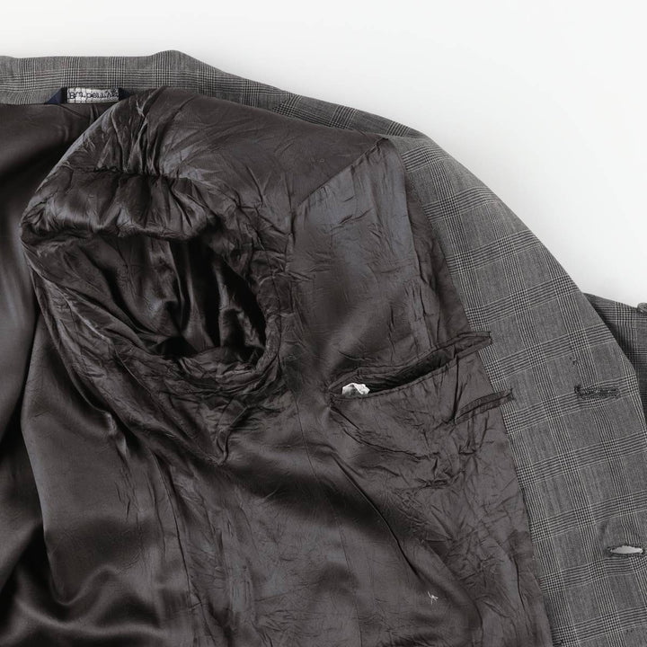 Burberry's Glen Plaid Wool Tailored Jacket, Made in USA, Men's Size L wool gray type Vintage Second Hand