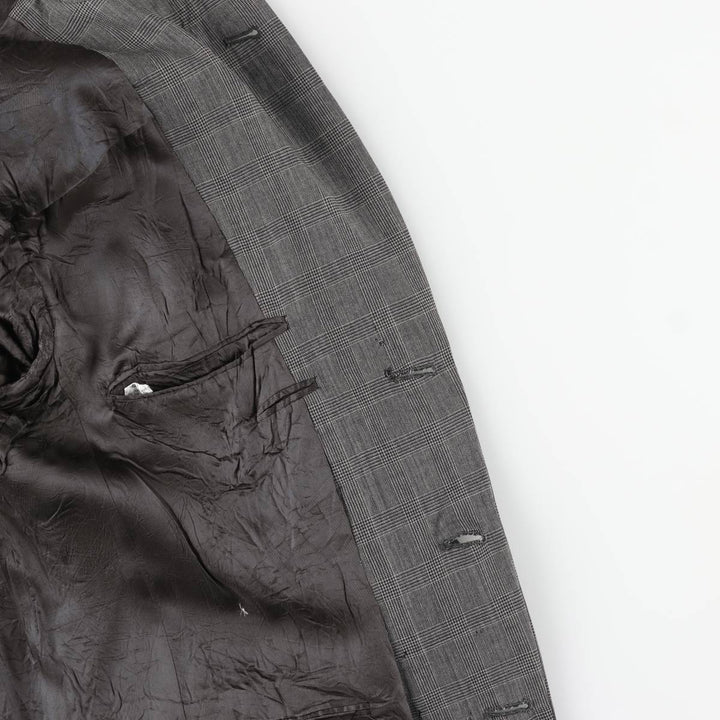 Burberry's Glen Plaid Wool Tailored Jacket, Made in USA, Men's Size L wool gray type Vintage Second Hand