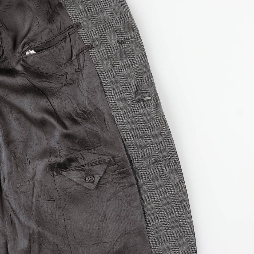 Burberry's Glen Plaid Wool Tailored Jacket, Made in USA, Men's Size L wool gray type Vintage Second Hand