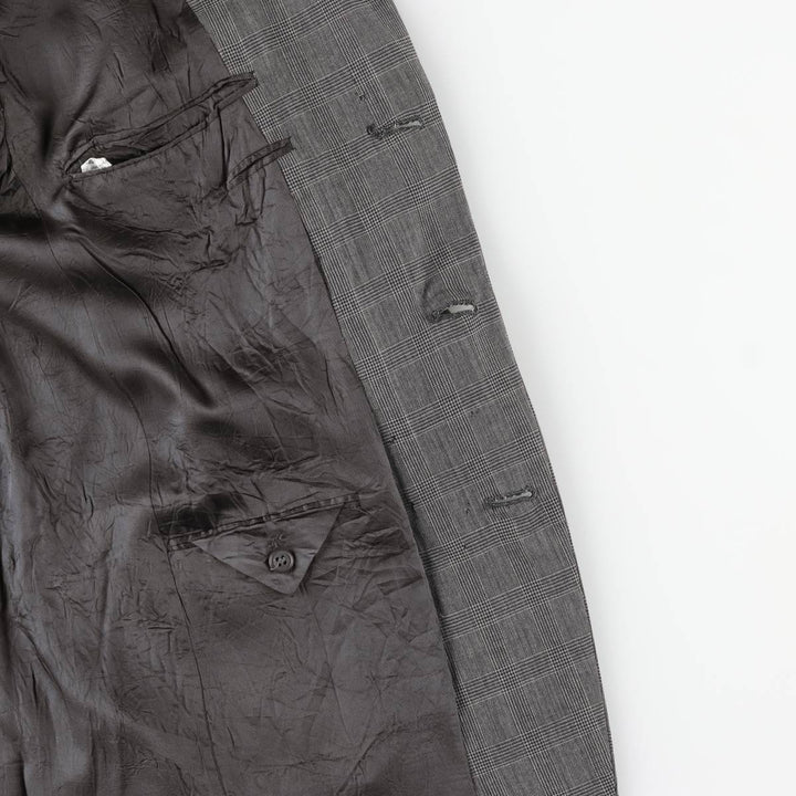 Burberry's Glen Plaid Wool Tailored Jacket, Made in USA, Men's Size L wool gray type Vintage Second Hand