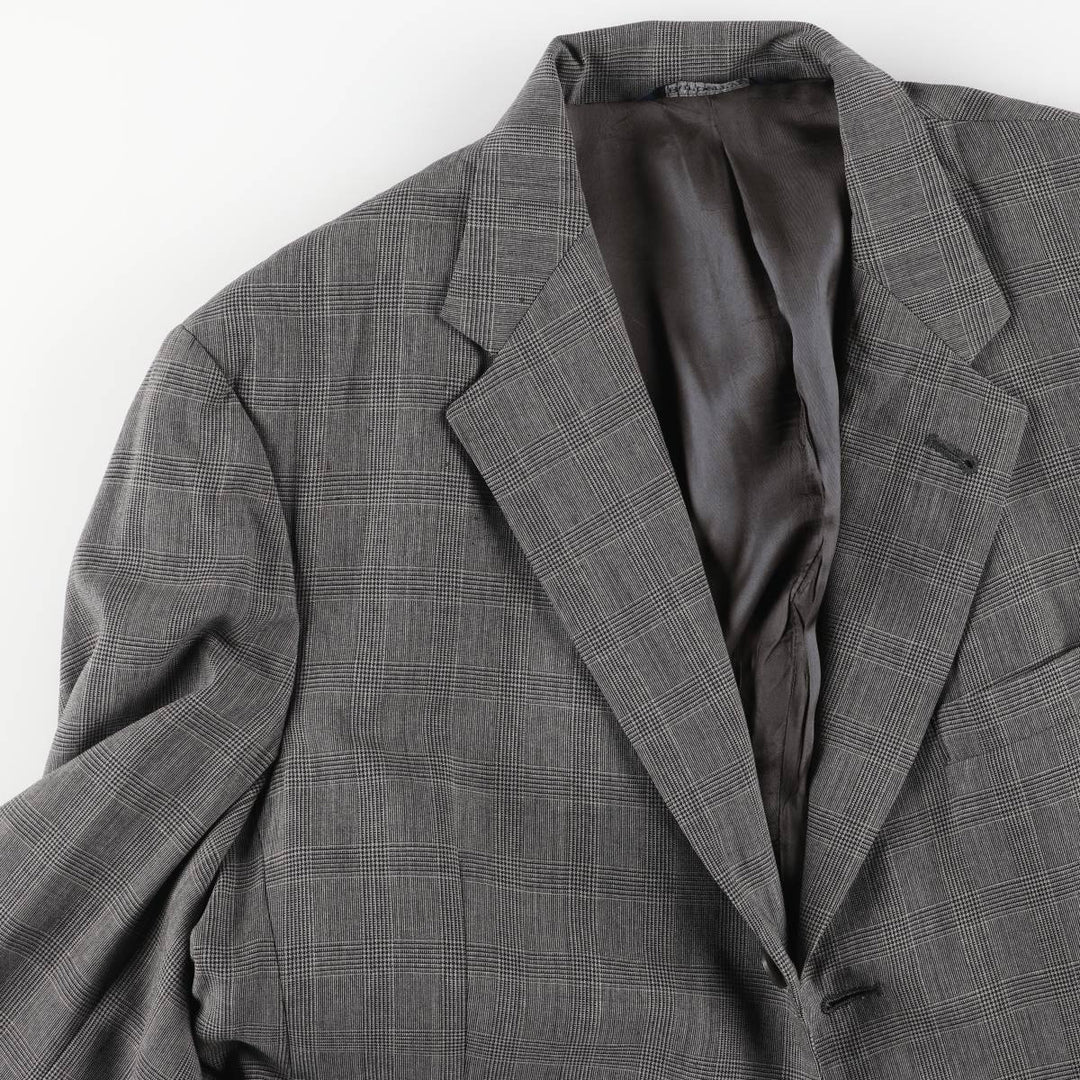 Burberry's Glen Plaid Wool Tailored Jacket, Made in USA, Men's Size L wool gray type Vintage Second Hand