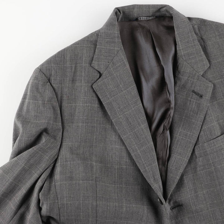 Burberry's Glen Plaid Wool Tailored Jacket, Made in USA, Men's Size L wool gray type Vintage Second Hand