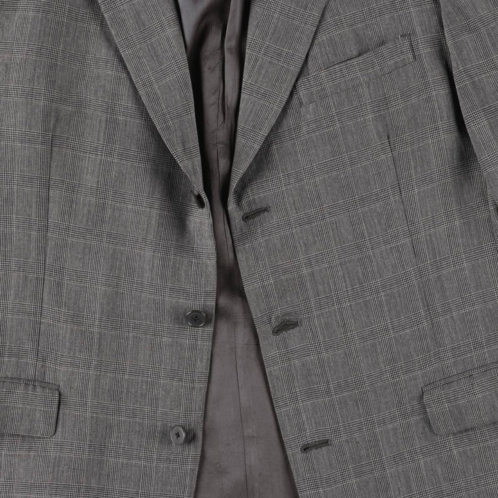 Burberry's Glen Plaid Wool Tailored Jacket, Made in USA, Men's Size L wool gray type Vintage Second Hand