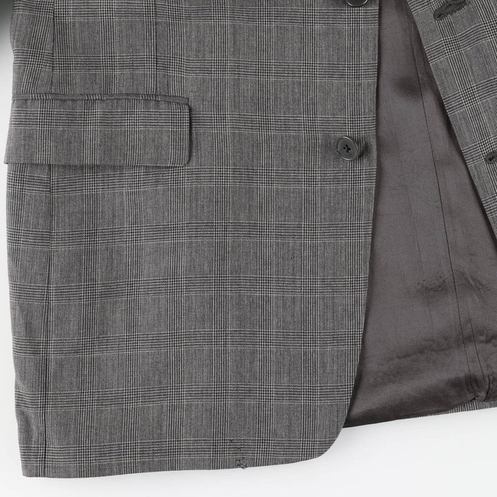Burberry's Glen Plaid Wool Tailored Jacket, Made in USA, Men's Size L wool gray type Vintage Second Hand