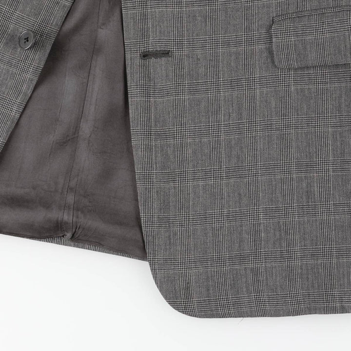 Burberry's Glen Plaid Wool Tailored Jacket, Made in USA, Men's Size L wool gray type Vintage Second Hand