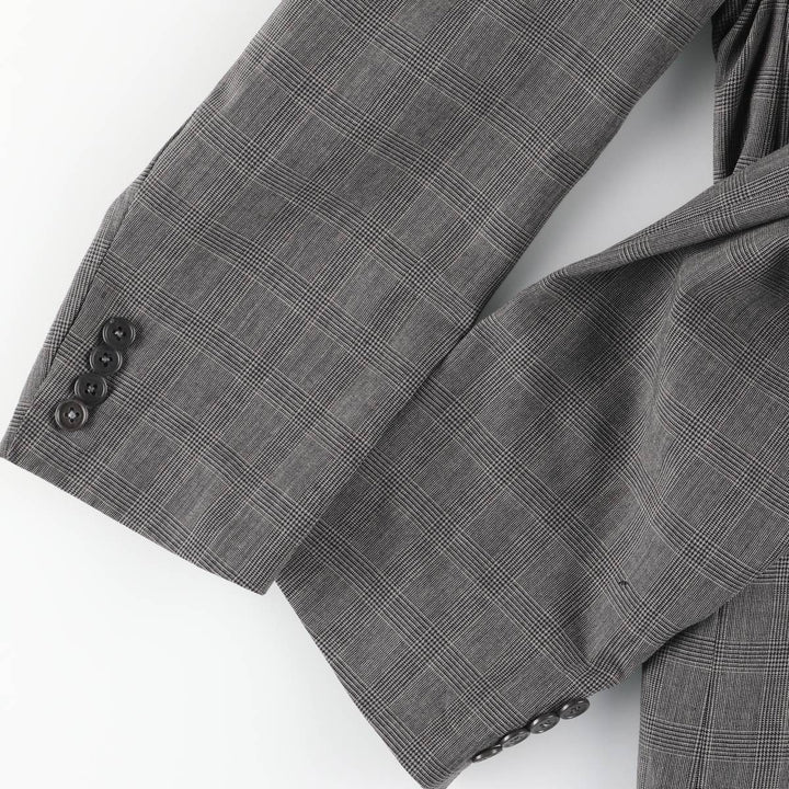 Burberry's Glen Plaid Wool Tailored Jacket, Made in USA, Men's Size L wool gray type Vintage Second Hand