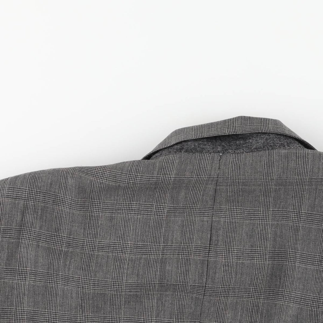 Burberry's Glen Plaid Wool Tailored Jacket, Made in USA, Men's Size L wool gray type Vintage Second Hand