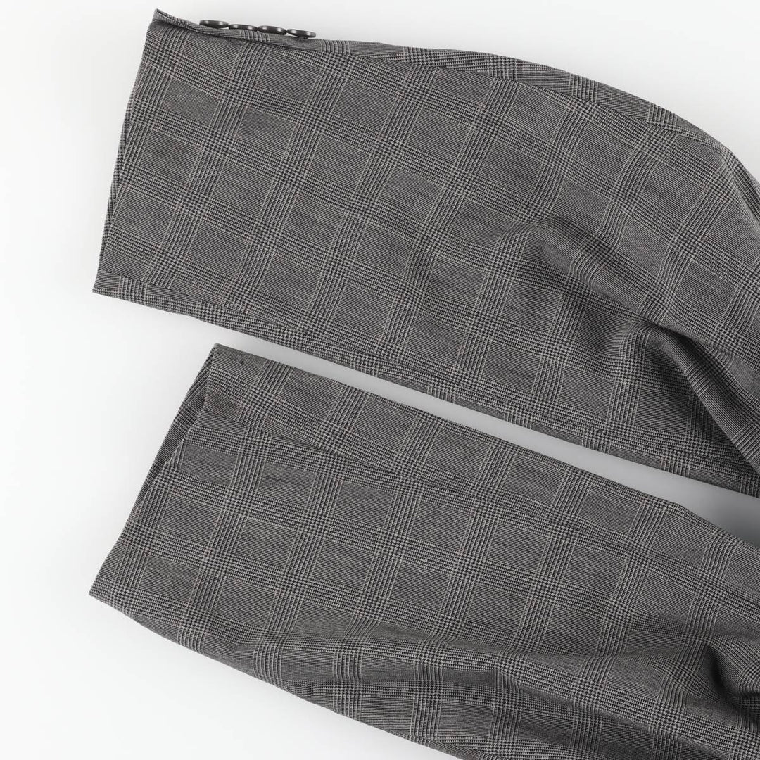 Burberry's Glen Plaid Wool Tailored Jacket, Made in USA, Men's Size L wool gray type Vintage Second Hand