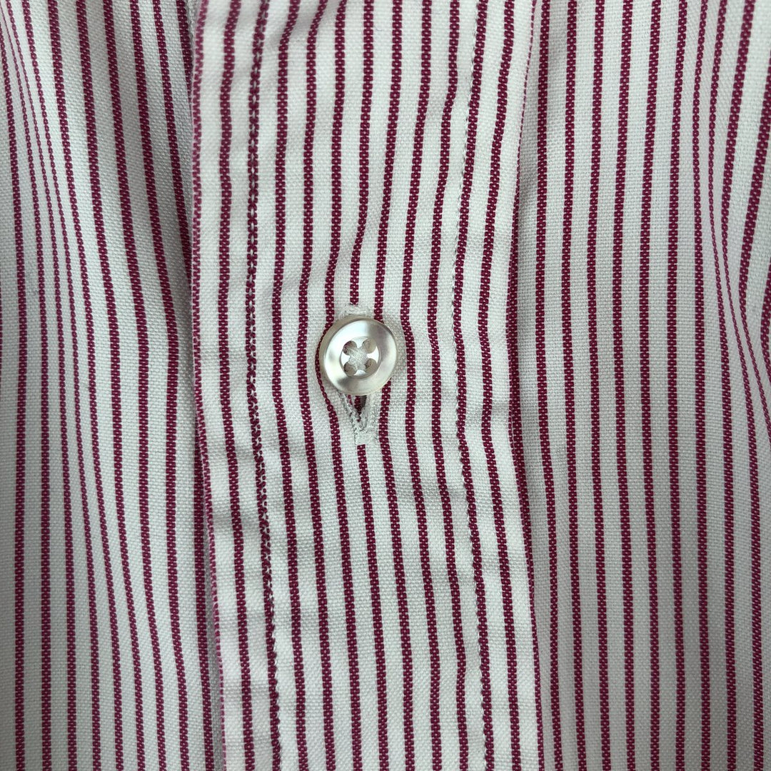 80s-90'S Brooks Brothers MAKERS 6-button long-sleeve button-down striped shirt, made in USA, men's size L equivalent, vintage. cotton white type Vintage Second Hand