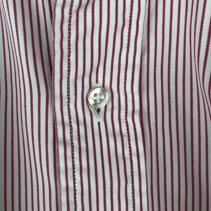 80s-90'S Brooks Brothers MAKERS 6-button long-sleeve button-down striped shirt, made in USA, men's size L equivalent, vintage. cotton white type Vintage Second Hand