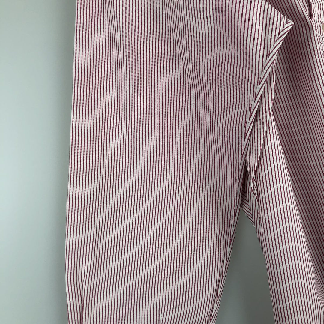 80s-90'S Brooks Brothers MAKERS 6-button long-sleeve button-down striped shirt, made in USA, men's size L equivalent, vintage. cotton white type Vintage Second Hand