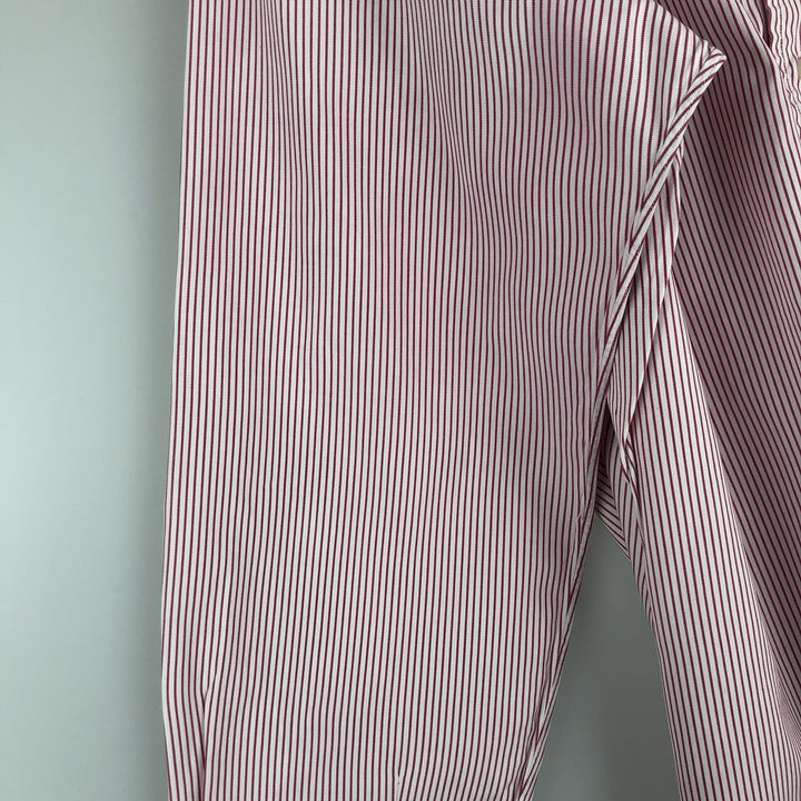80s-90'S Brooks Brothers MAKERS 6-button long-sleeve button-down striped shirt, made in USA, men's size L equivalent, vintage. cotton white type Vintage Second Hand