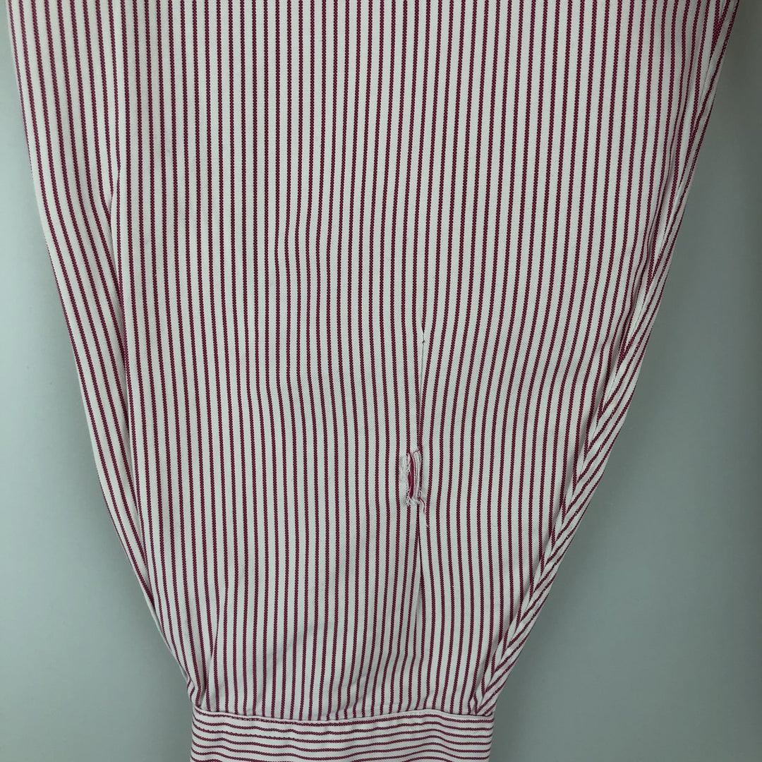 80s-90'S Brooks Brothers MAKERS 6-button long-sleeve button-down striped shirt, made in USA, men's size L equivalent, vintage. cotton white type Vintage Second Hand
