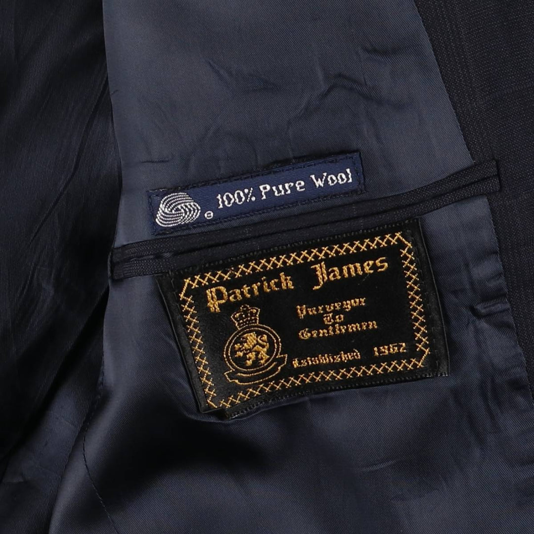 Burberry's Check Pattern Wool Tailored Jacket, Made in USA, Men's Size Medium wool navy blue type Vintage Second Hand