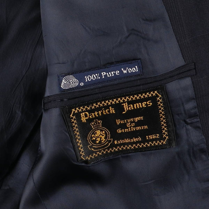 Burberry's Check Pattern Wool Tailored Jacket, Made in USA, Men's Size Medium wool navy blue type Vintage Second Hand