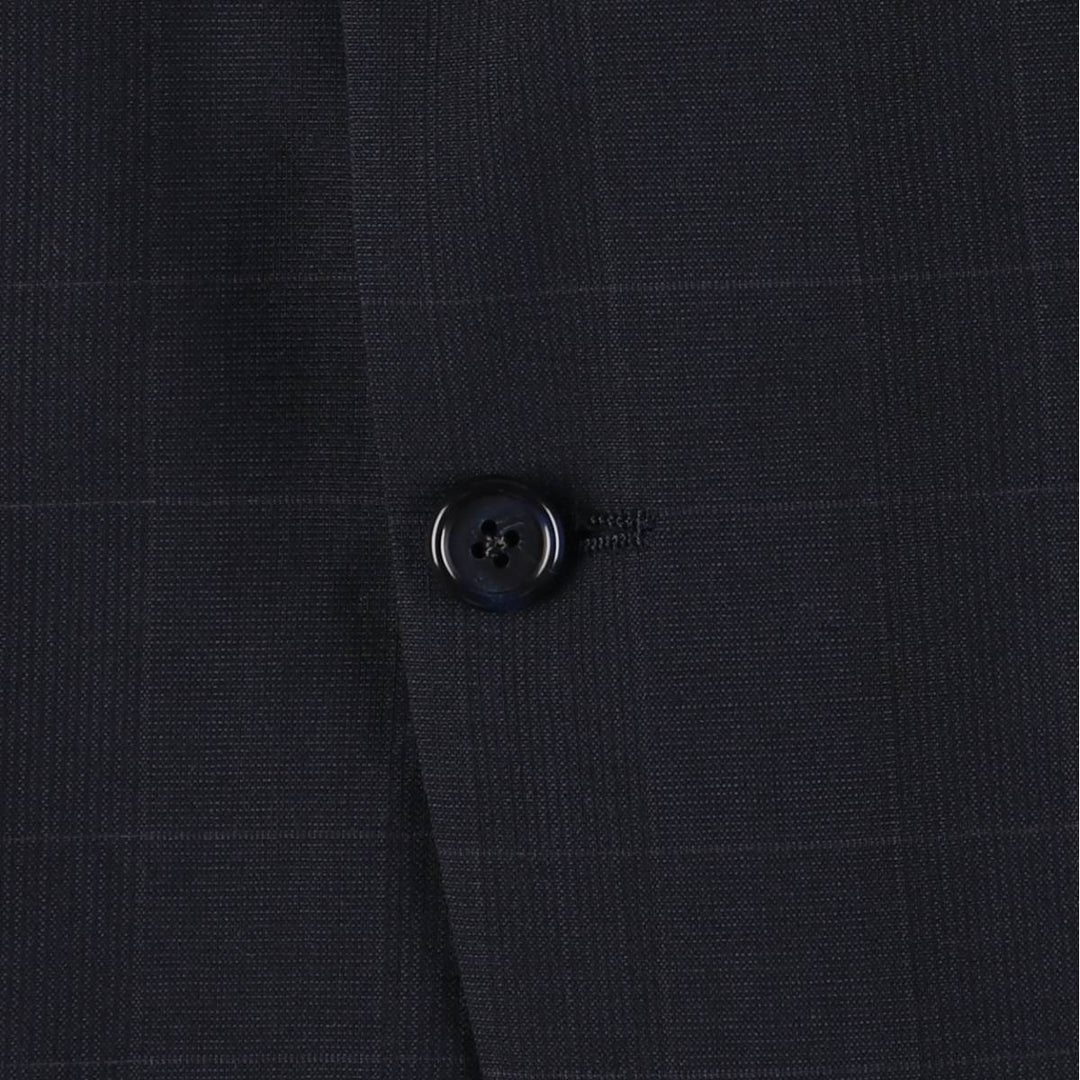 Burberry's Check Pattern Wool Tailored Jacket, Made in USA, Men's Size Medium wool navy blue type Vintage Second Hand